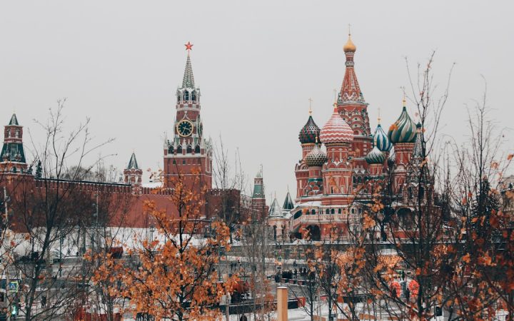 Moskova Kremlin bölgesinin kış manzarası